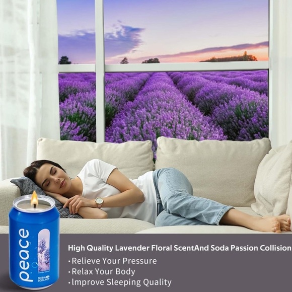 Soda Can Blue Candle 11 oz Natural Soy Wax, Scented Candle Unique Gifts for Home - Picture 8 of 10